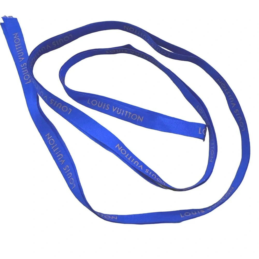 Louis Vuitton Blue and Gold Signature Ribbon 89”